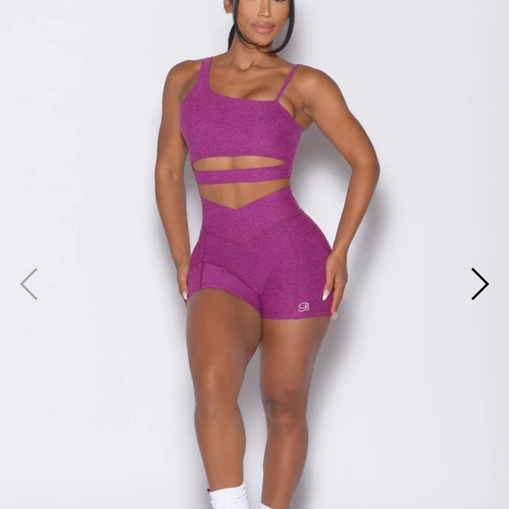 Bright Plum Asymmetrical Slit Bra Bombshell Sportswear